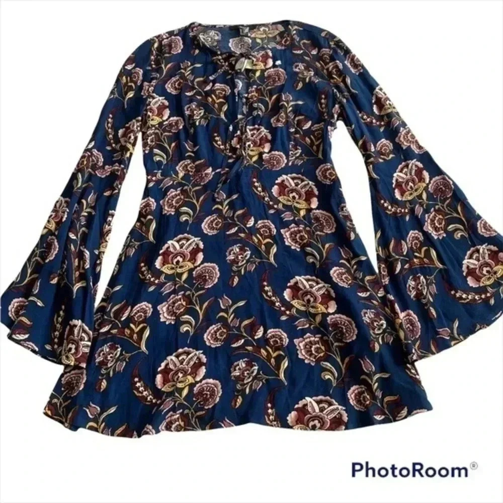 NWT Forever 21 Paisley BoHo sleeve dress size S - Picture 9 of 9